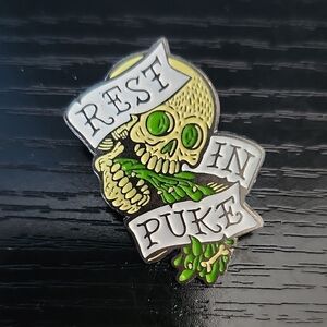 Rest In Puke Enamel Pin - Green & Yellow